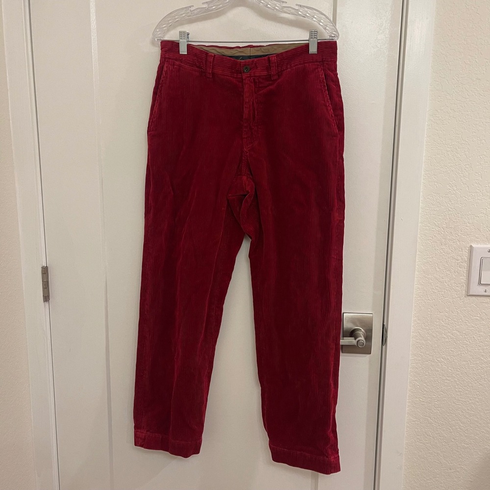 Vintage Ralph Lauren Red Corduroy Mens Pants Business Preppy Classic 90s